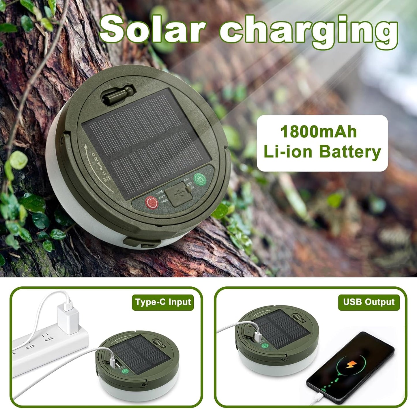 Solar Camping Lichterkette mit USB-Aufladung (10 m), 10M Solar And Usb 1800mah