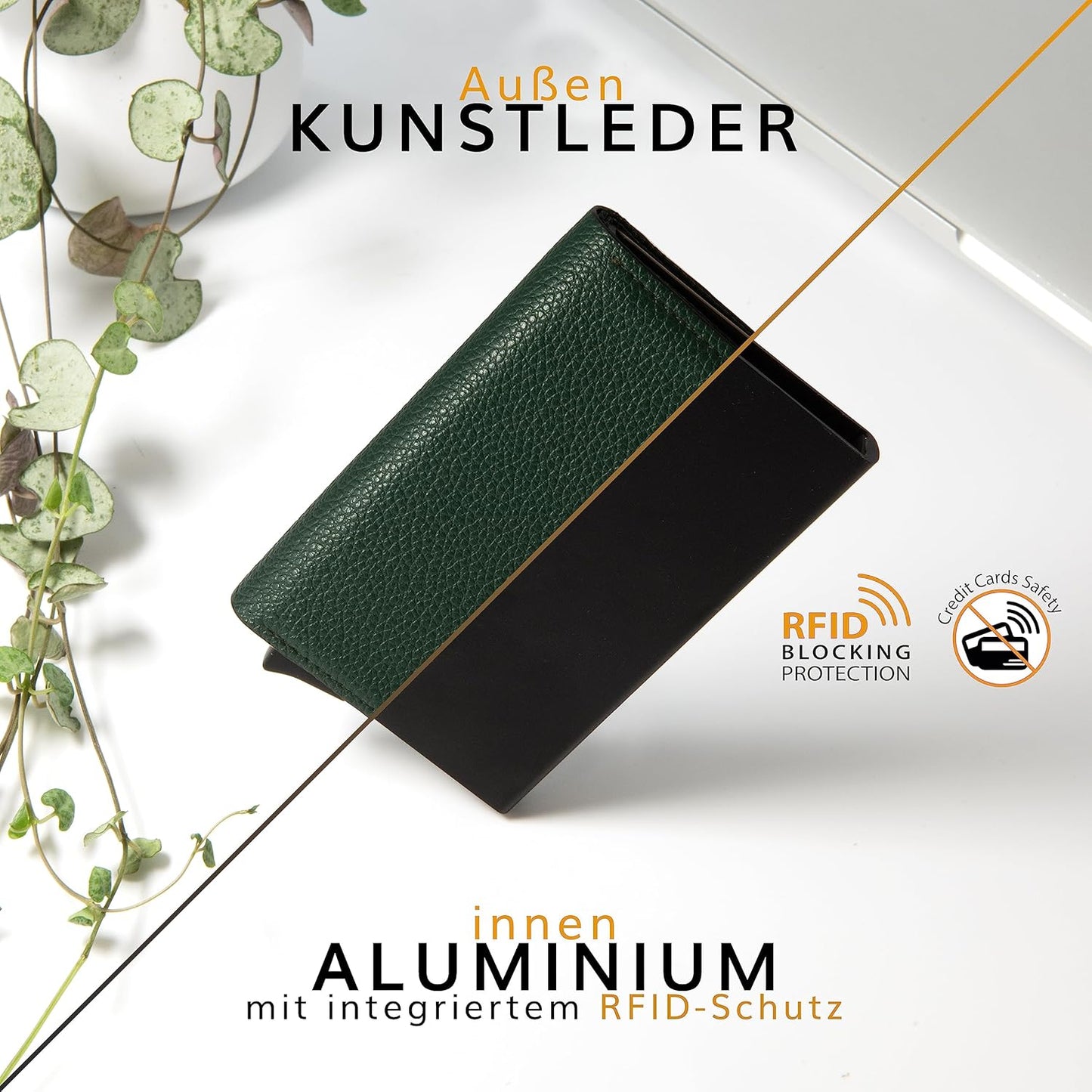 Kreditkartenetui mit Münzfach und RFID-Schutz, Forest Kunstleder