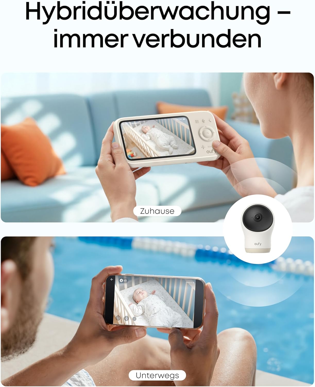 C10 Babyphone mit 2K Kamera & 12 Std. Akku, 2K Babyphone C10