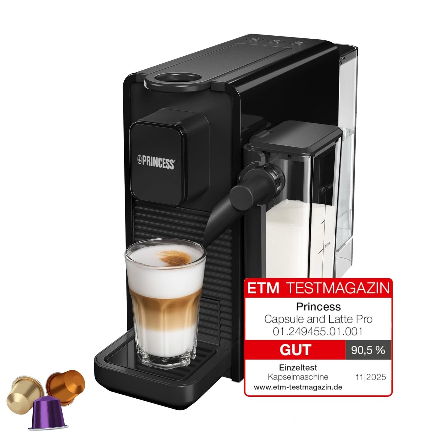 Kapselmaschine mit Milchsystem, Mit automatischem Milchsystem