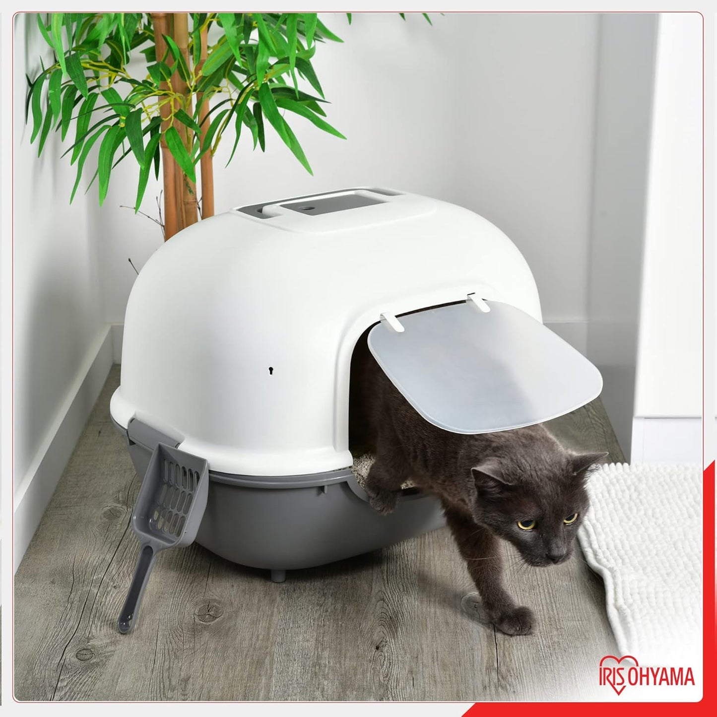 Geschlossene Katzentoilette mit Schaufel (bis 5 kg), Grau Breite Abdeckung