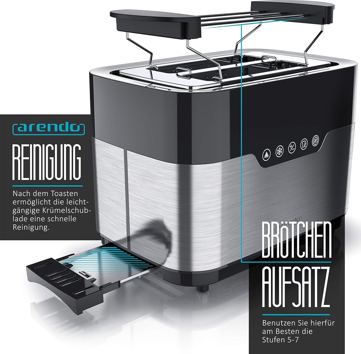 Toaster Morgen mit Brötchenaufsatz und LED-Anzeige, A