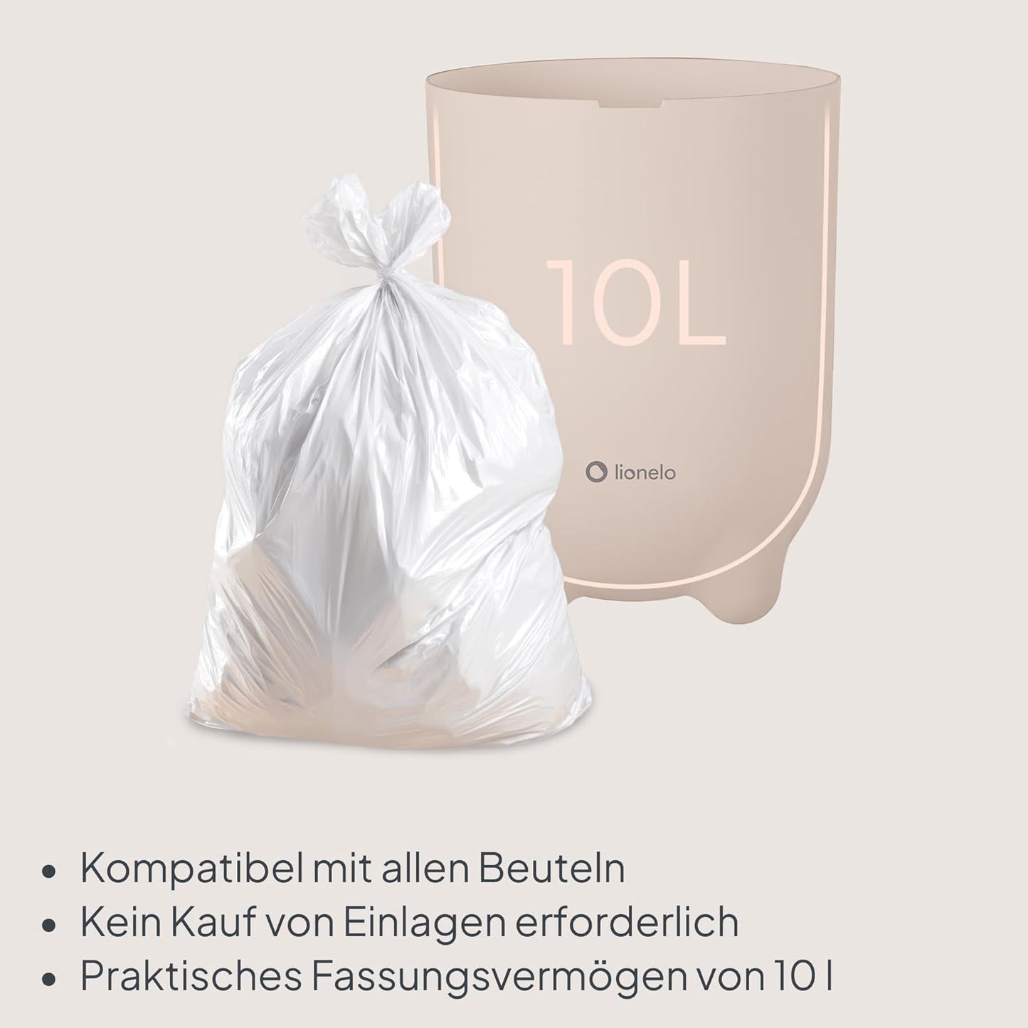 Geruchsdichter Windeleimer, Einhand-Bedienung, Beige