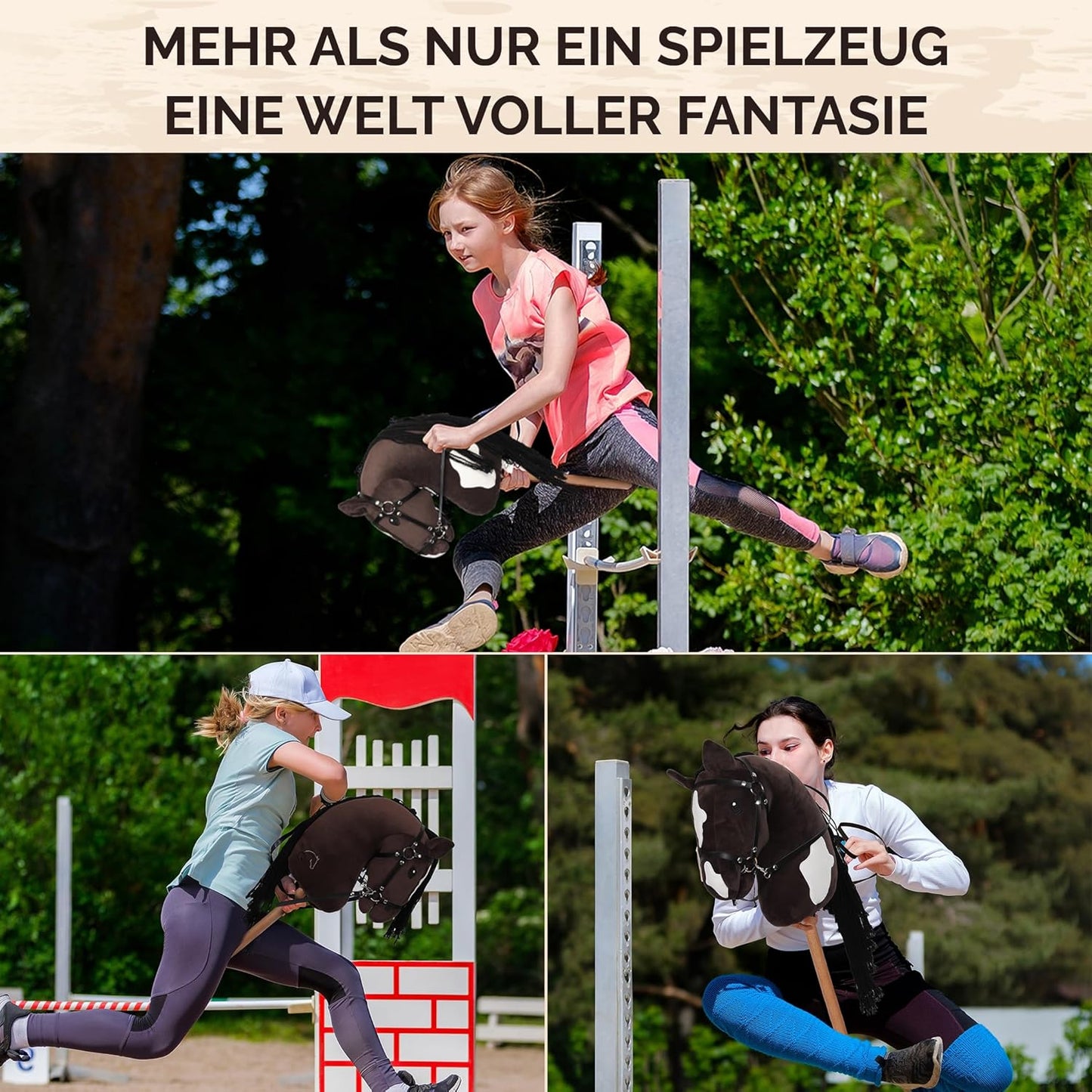 Hobby Horse Steckenpferd Braunschecke mit Zubehör