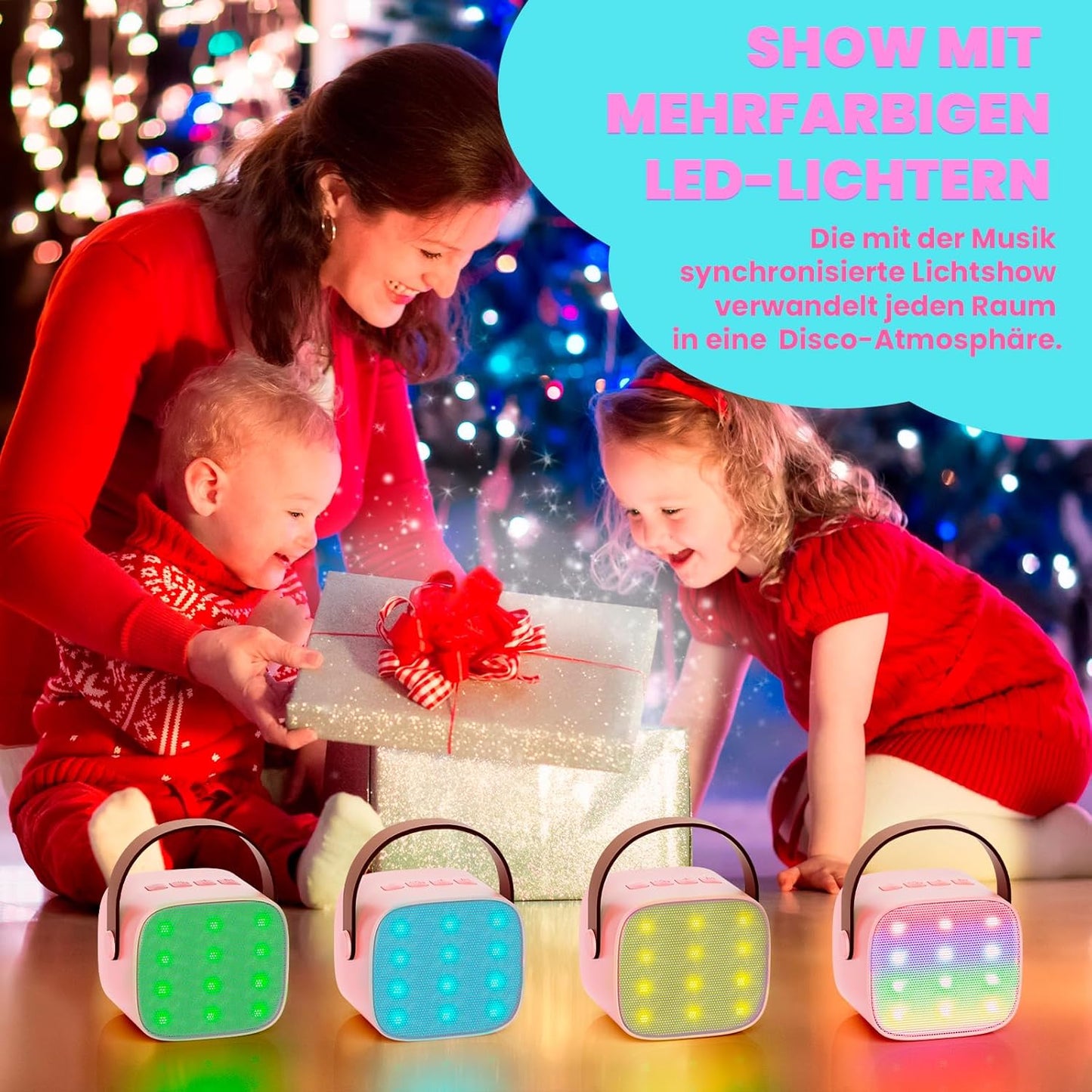 Karaoke-Maschine mit 2 Mikrofonen für Kinder, Ballerina Rosa-2 Mikrofone