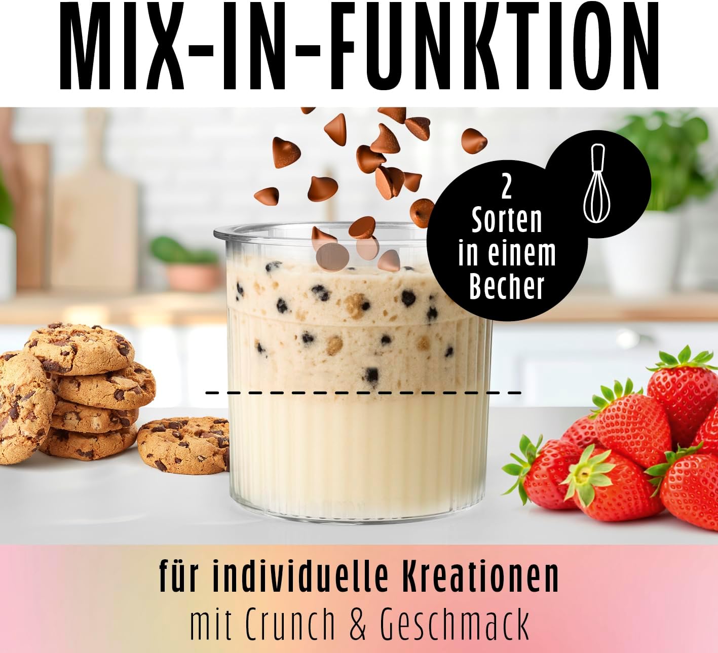 SmoothUp Eiscreme-Maschine mit 10 Programmen, Eismaschine 800W schwarz