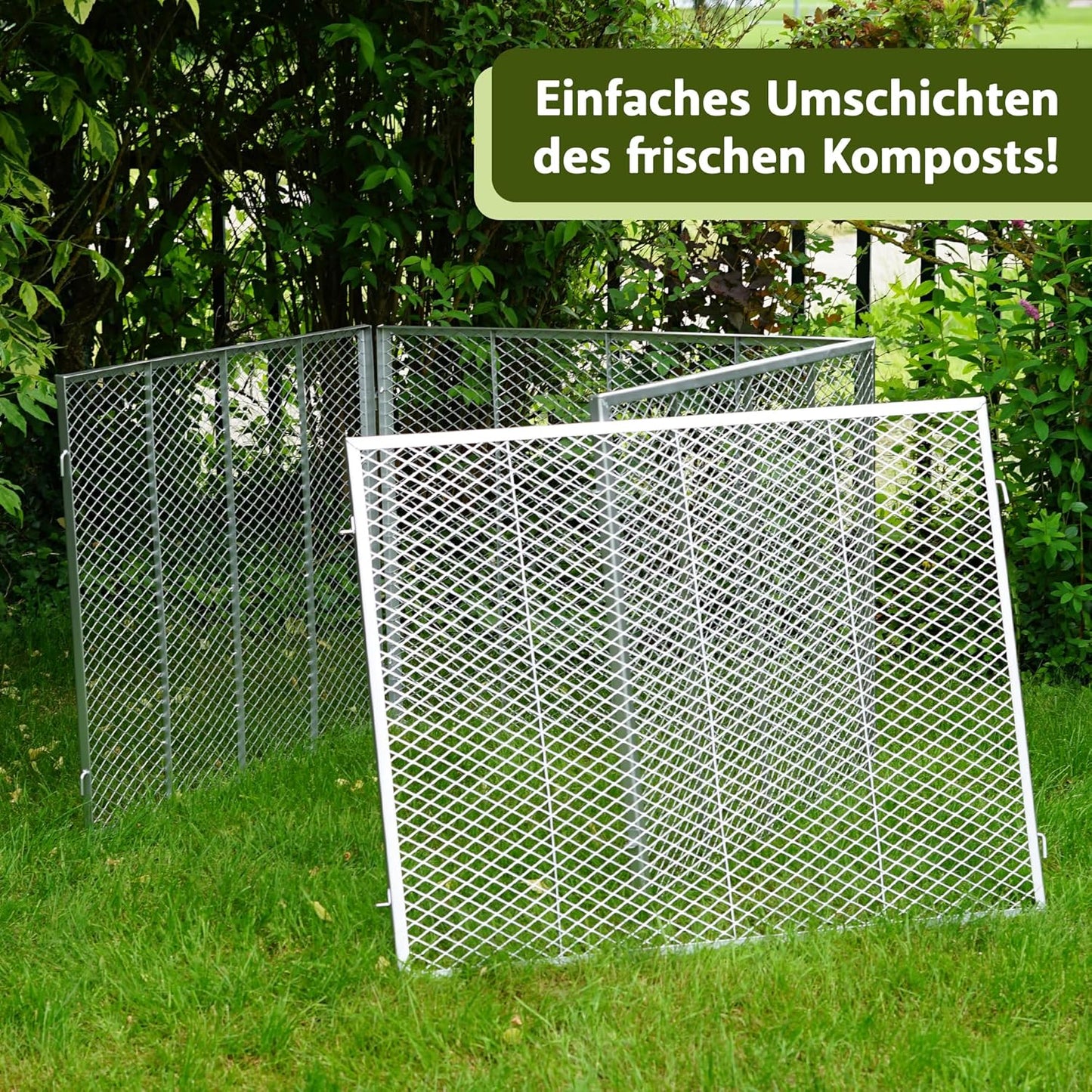 Komposter mit Bodengitter, 448 Liter (ohne Deckel) silber