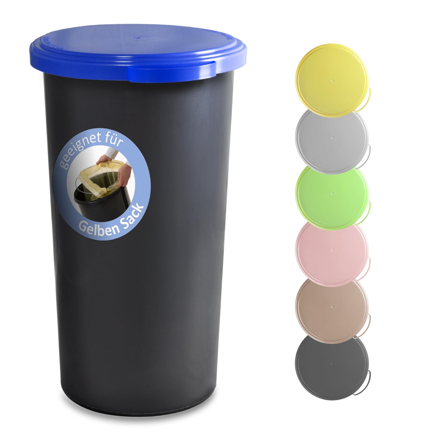 Müllsackständer mit flachem Deckel, Blau