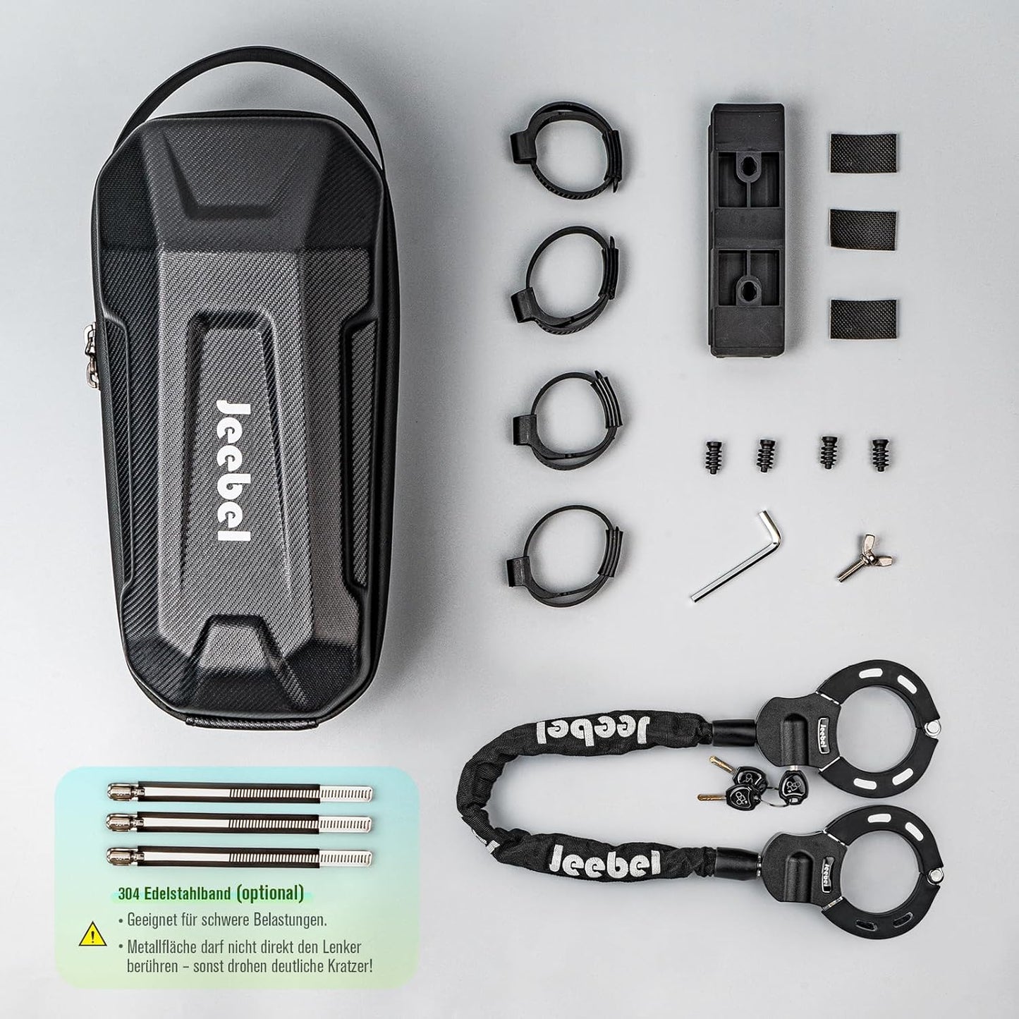 E-Scooter Tasche & Fahrradschloss Set, 2,8l mit Schloss/ Schnellspanner D