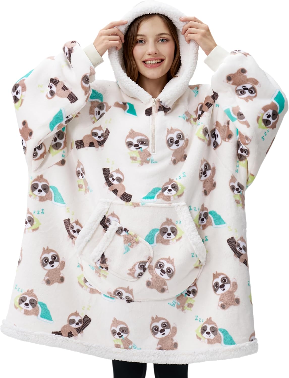 Tragbarer Decken-Hoodie, Beige