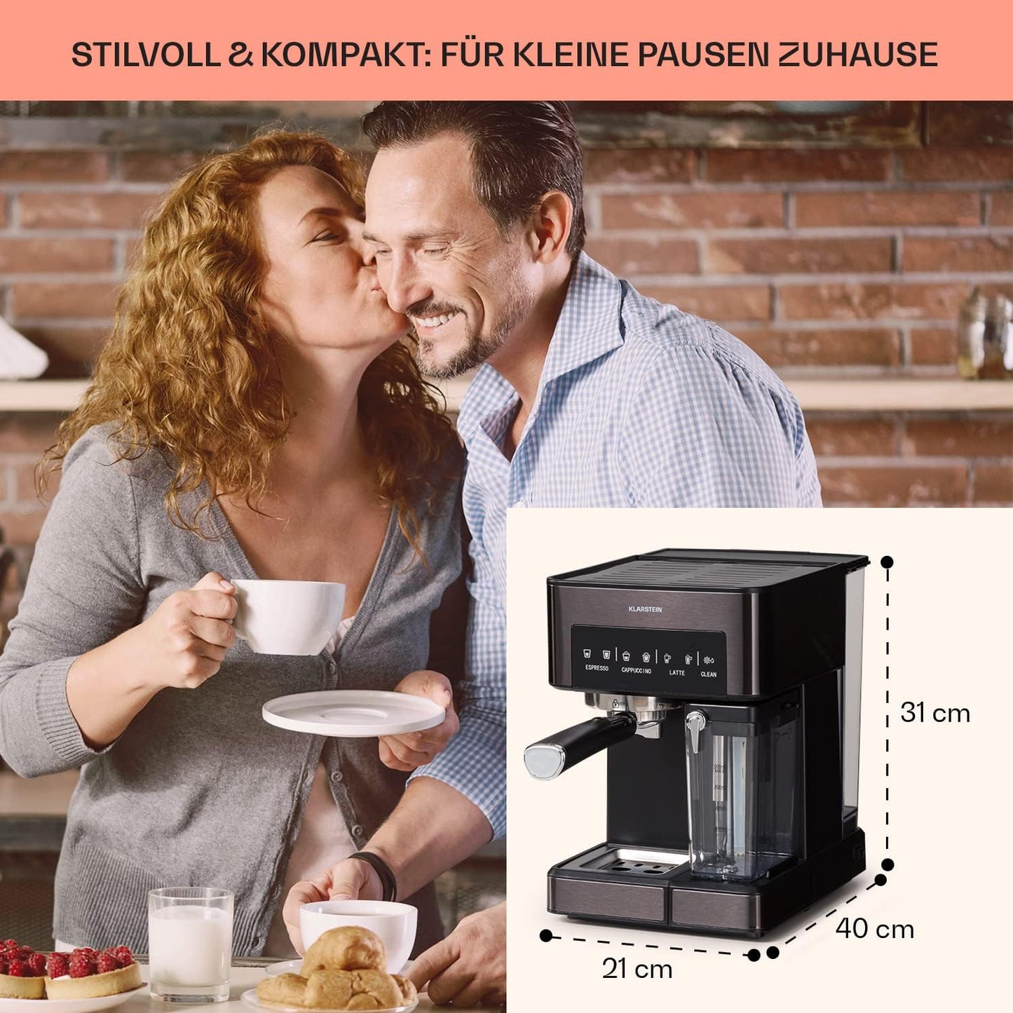 Espresso-Siebträgermaschine, 1.8L Schwarz