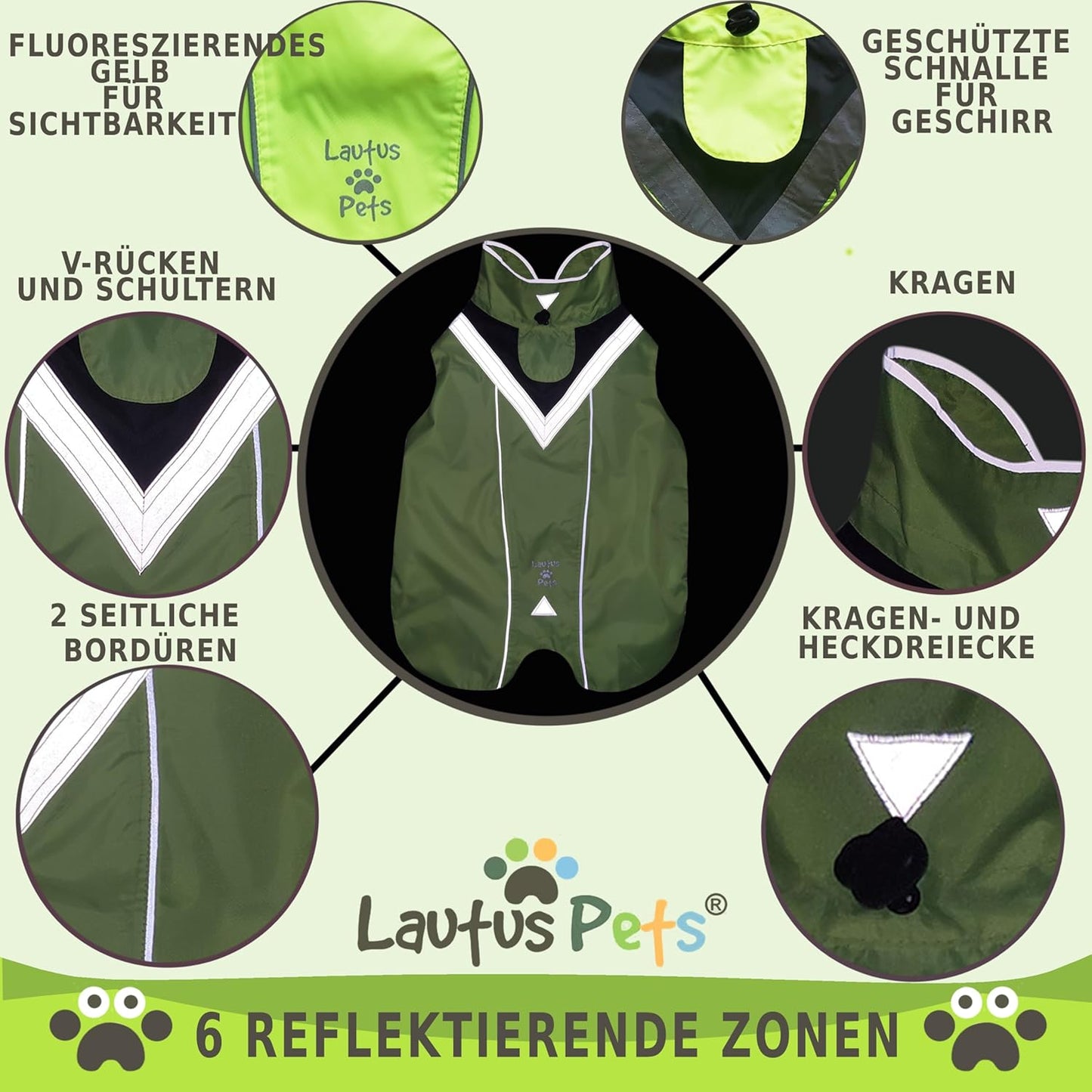 Wasserdichter Hunderegenmantel mit Sicherheitsstreifen & Leinenöffnung, Gelb M
