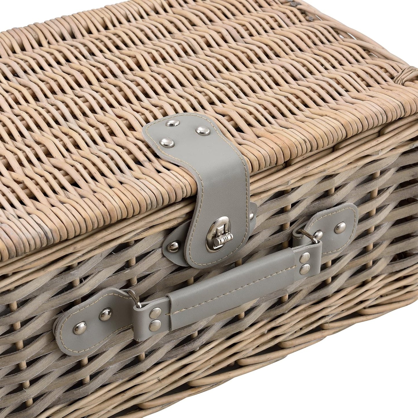 Lysaker - Picknickkorb-Set für 4 Personen mit Kühltasche, Blau-weiss 40 x 28 x 19 cm
