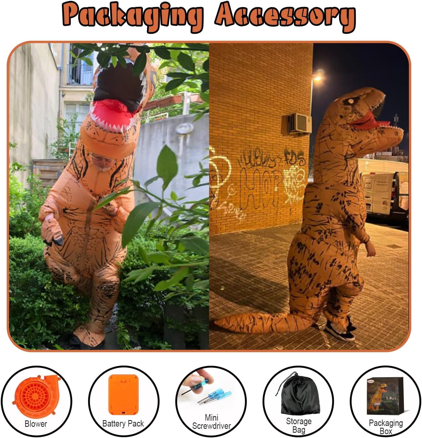 Aufblasbares Dinosaurierkostüm, Brown