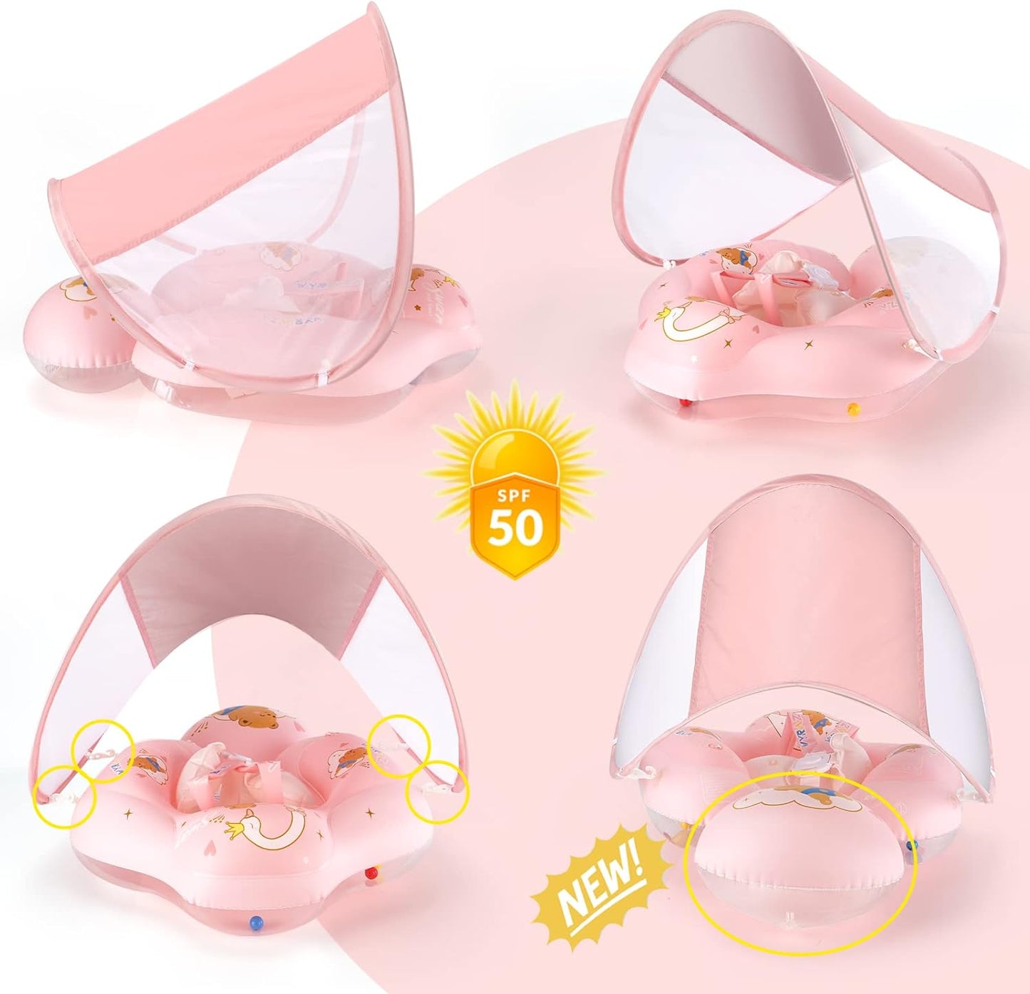 Baby-Schwimmhilfe mit Sonnendach, S (5-8KGS)