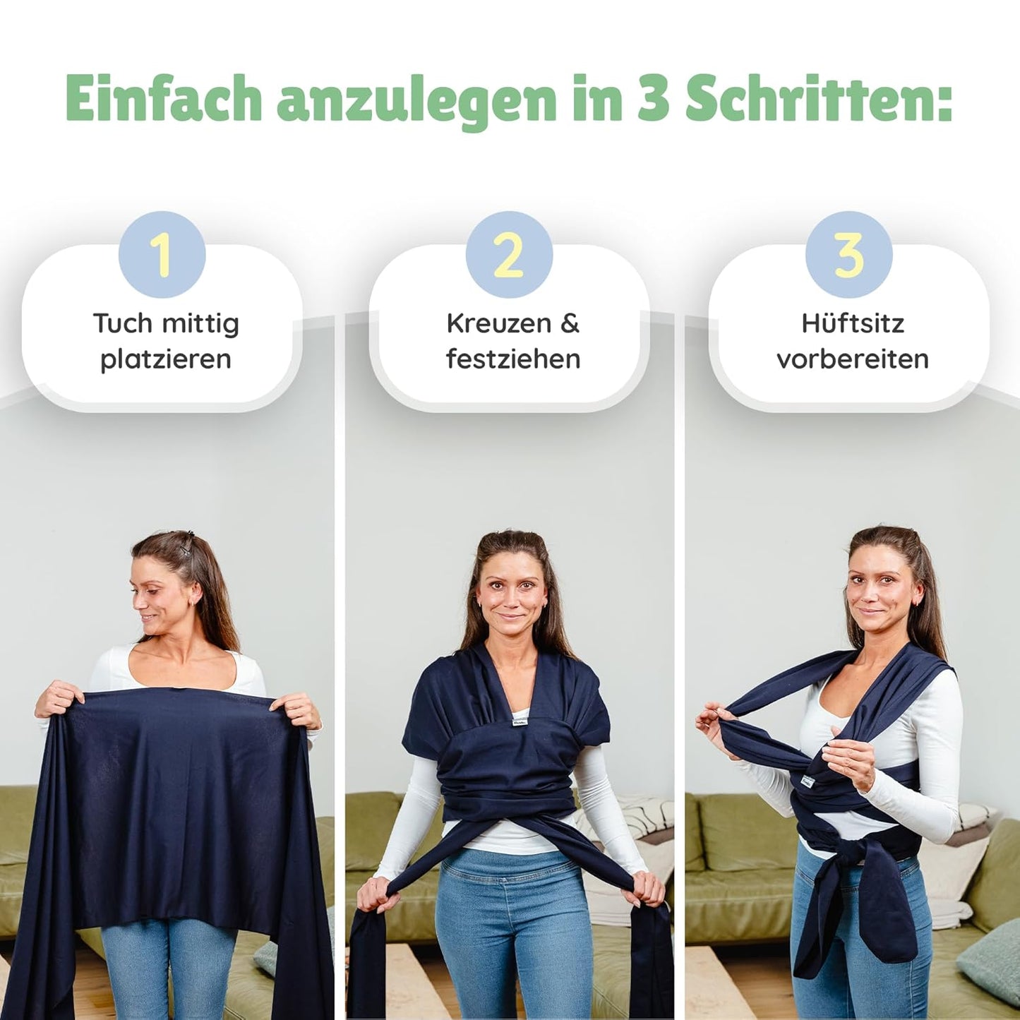 Ergonomisches Babytragetuch ab Geburt, Navy Blue