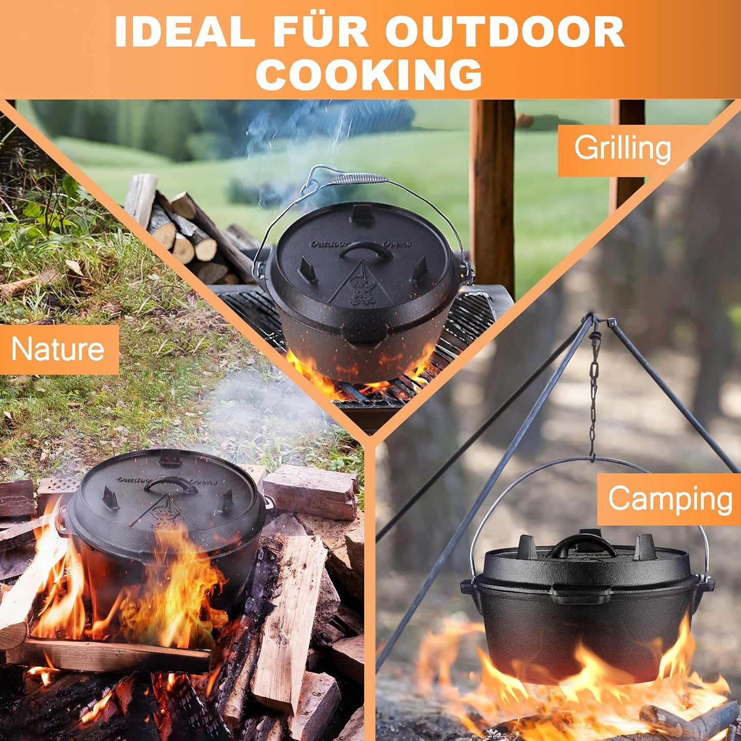 Dutch Oven mit Deckelheber, 9 Liter