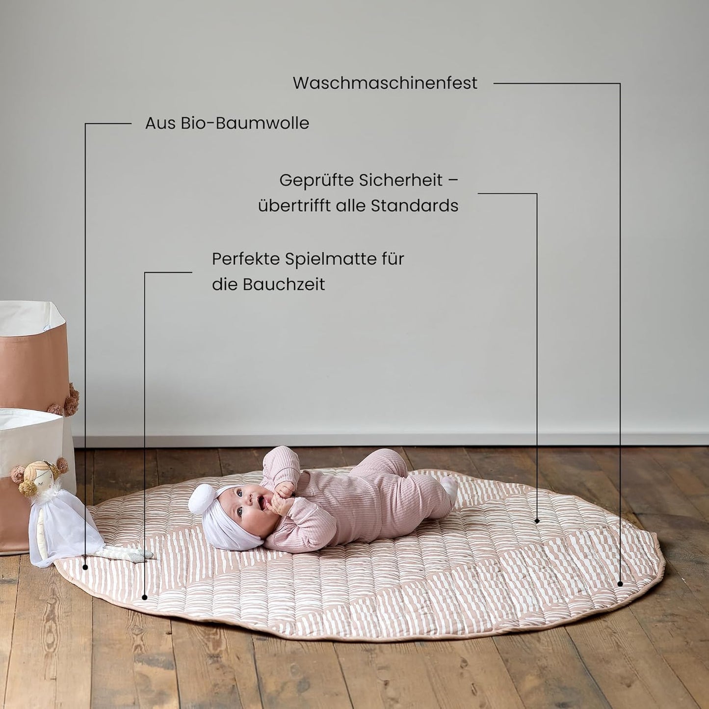 Handgenähte Krabbeldecke aus Bio-Baumwolle, Luxemat Sea Shell