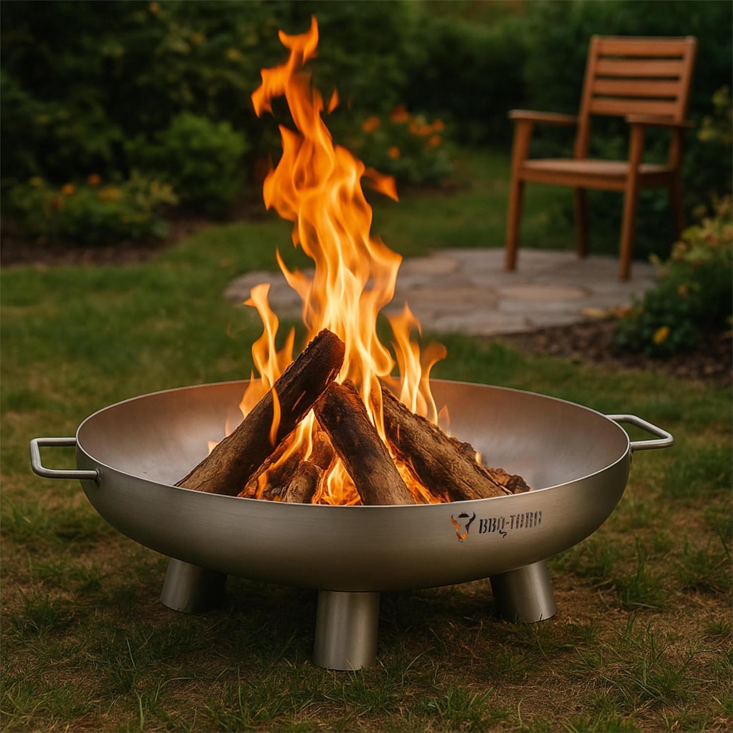 Feuerschale mit Deckel, Edelstahl, Feuerschale mit Deckel Ø 80 cm