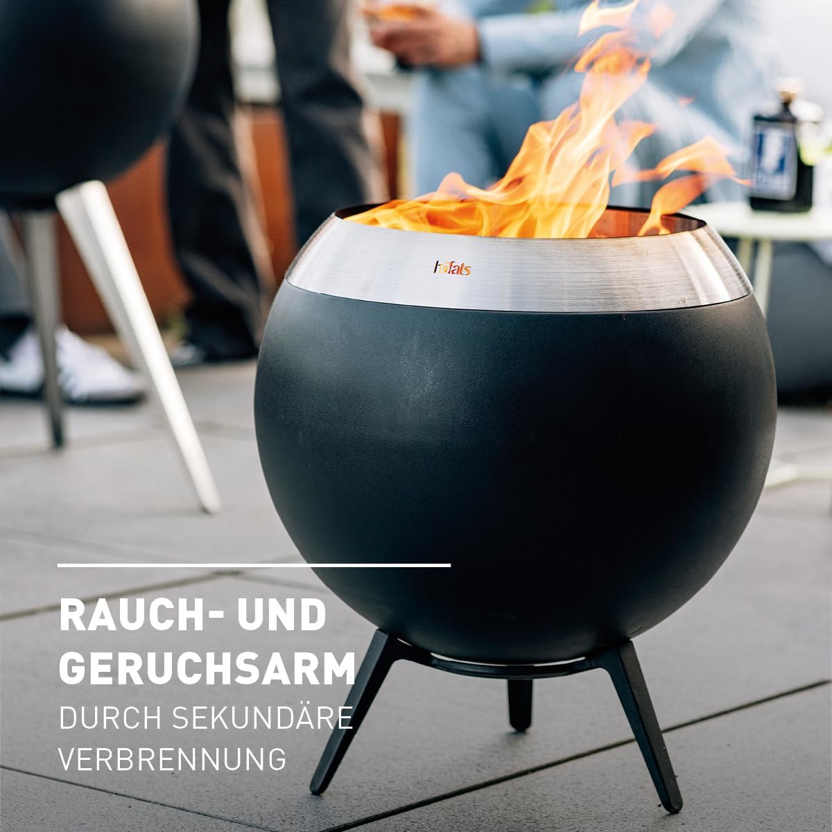 MOON 45 Feuerschale, 45 silber mit niedrigem Fuss