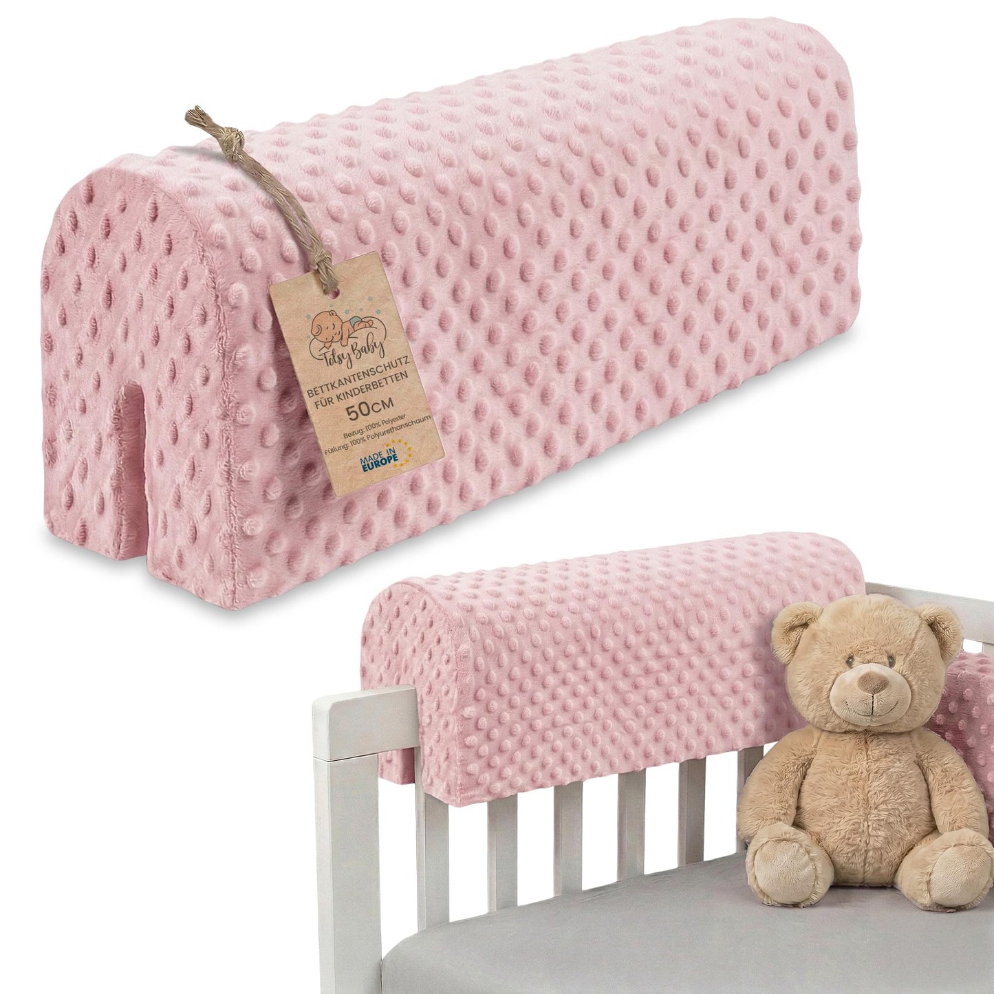 Bettkantenschutz für Kinderbetten, Rosa 50 cm