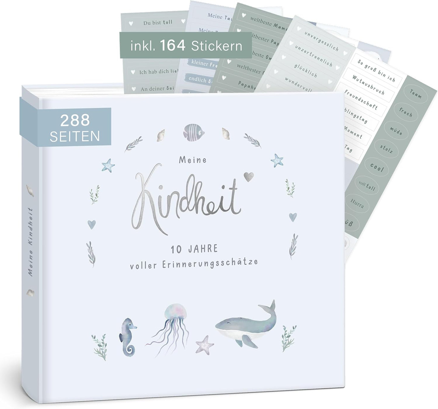 Erinnerungsalbum "Meine Kindheit", mit Stickerset Wal
