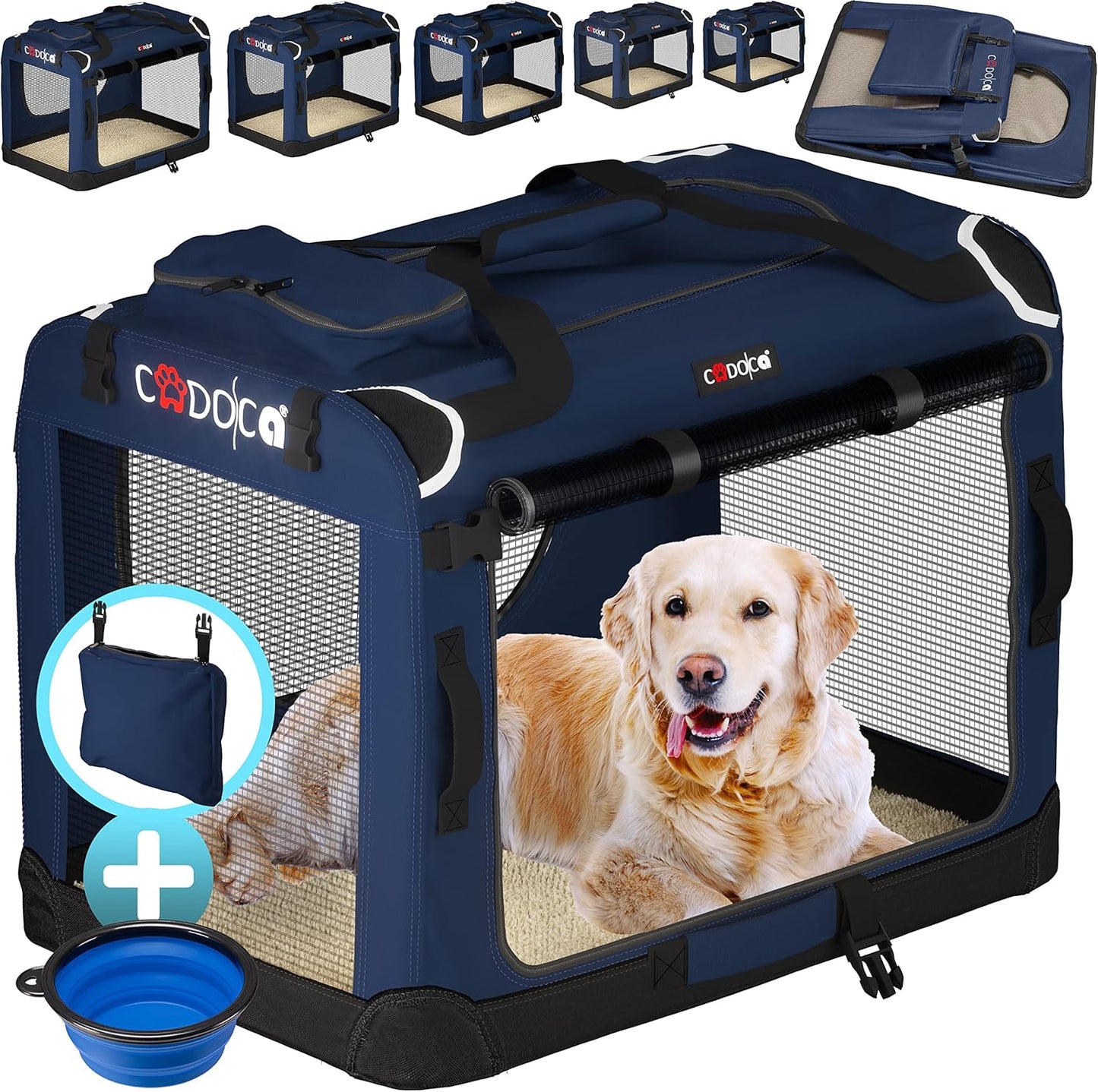 Faltbare Hundetransportbox, L 50 x B 34 x H 36 cm Navy Blau