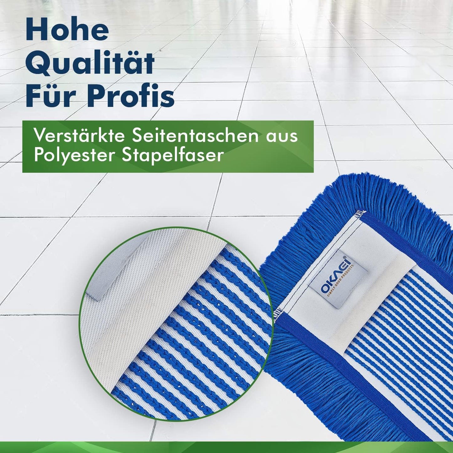 10er-Set Wischmoppbezüge für Trocken- & Nassreinigung, 50 cm Bezug Blau