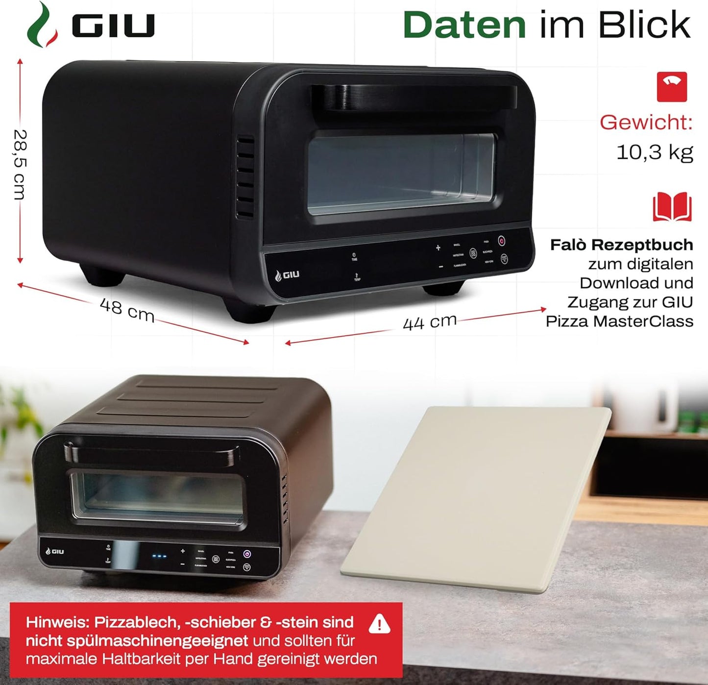 Elektrischer Pizzaofen für neapolitanische Pizza, Nero