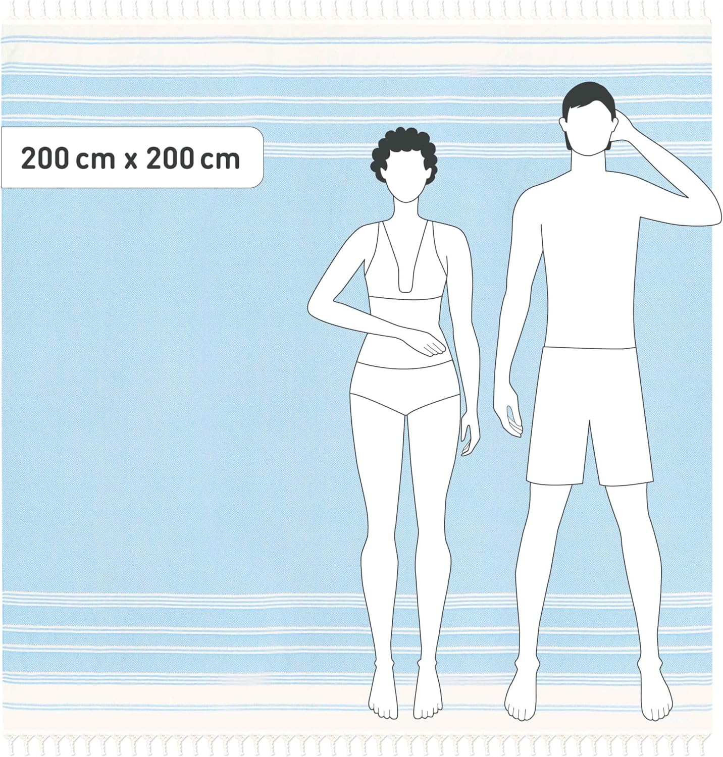 Hamamtuch, 200x200 cm, 12 Ice Blue - Diamond 200 x 200 cm