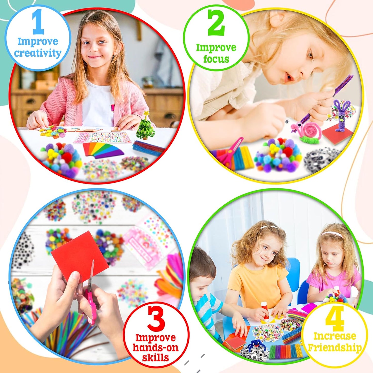 Kinder Bastelbox, Rosa 3000Pcs
