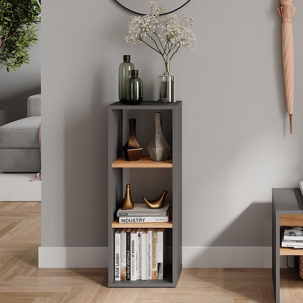Standregal Orlando, Anthrazit/Goldkraft Eiche 80 x 30 cm