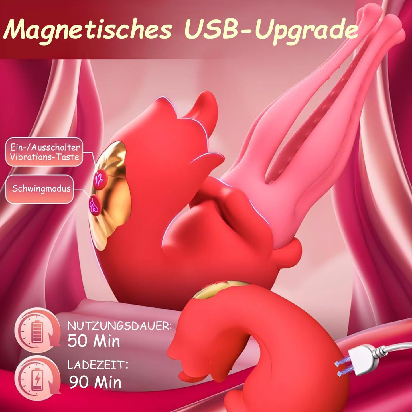 Rosen Zungenvibrator mit 7 Modi