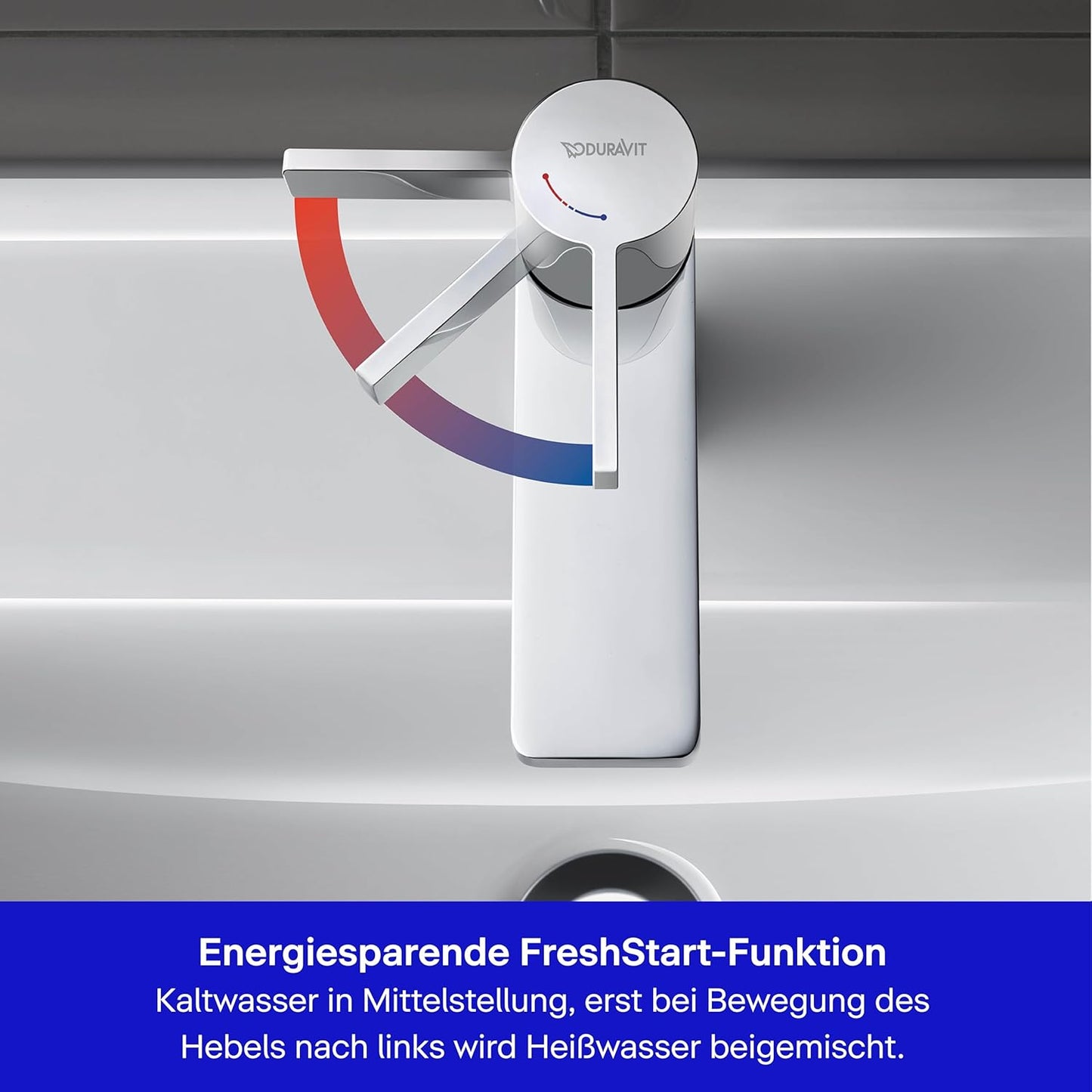 D-Neo Waschtischarmatur M mit FreshStart-Funktion, M FreshStart, ohne Zugstangen-Ablaufgarnitur