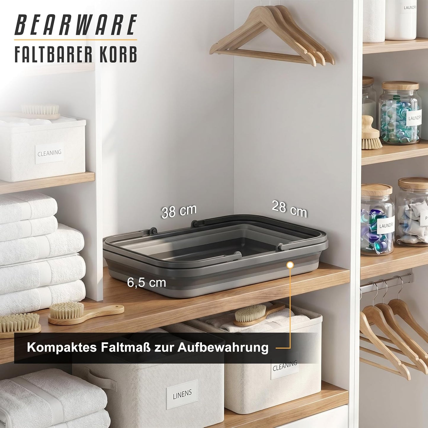 Faltbarer Einkaufskorb mit Griffen (10 Liter)