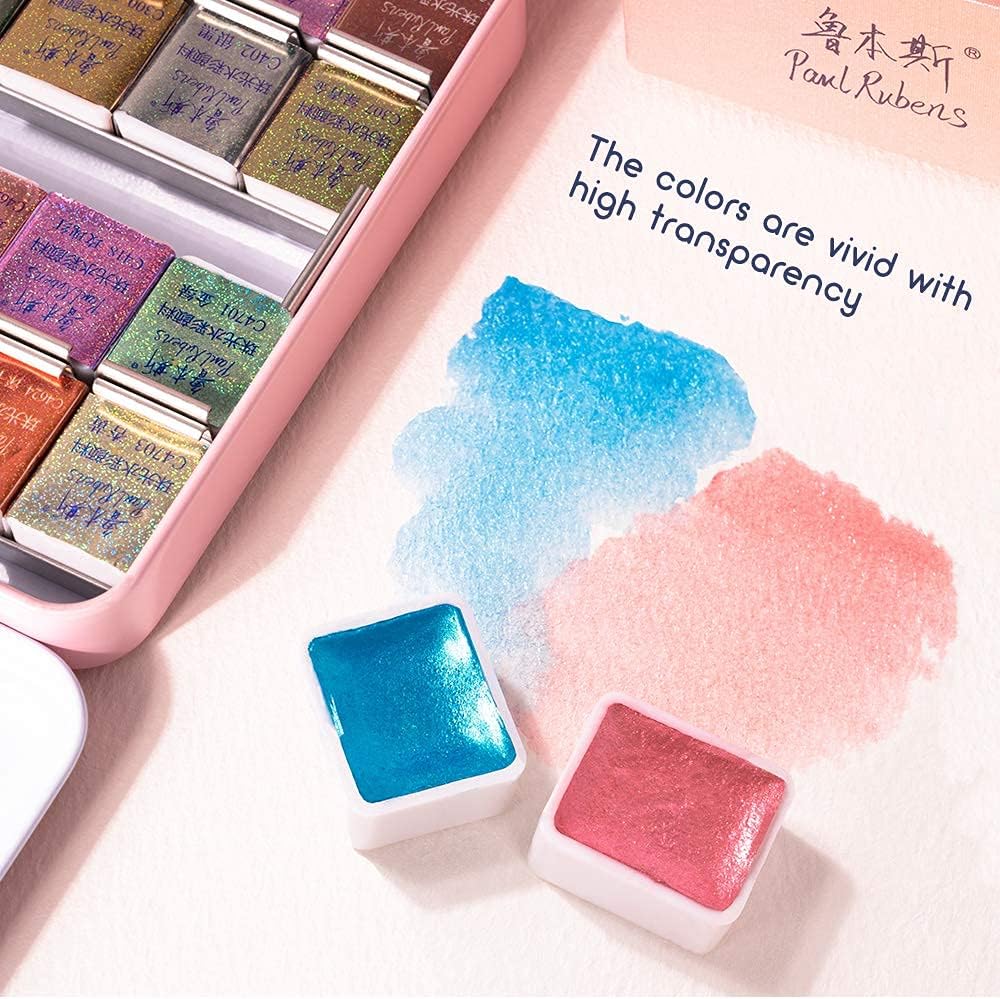 Aquarellfarben-Set Perlglanz, 48 Glitzerfarben, 48 Glitzerfarben