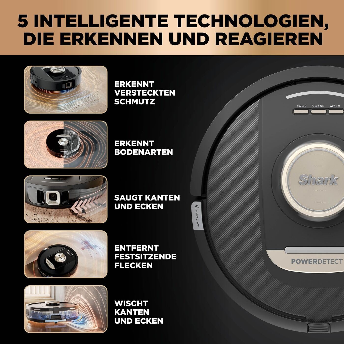RV2800ZEEU 2-in-1 Saug- & Wischroboter mit LiDAR-Navigation, 60 Tage Saug- und Wischroboter, Schwarz