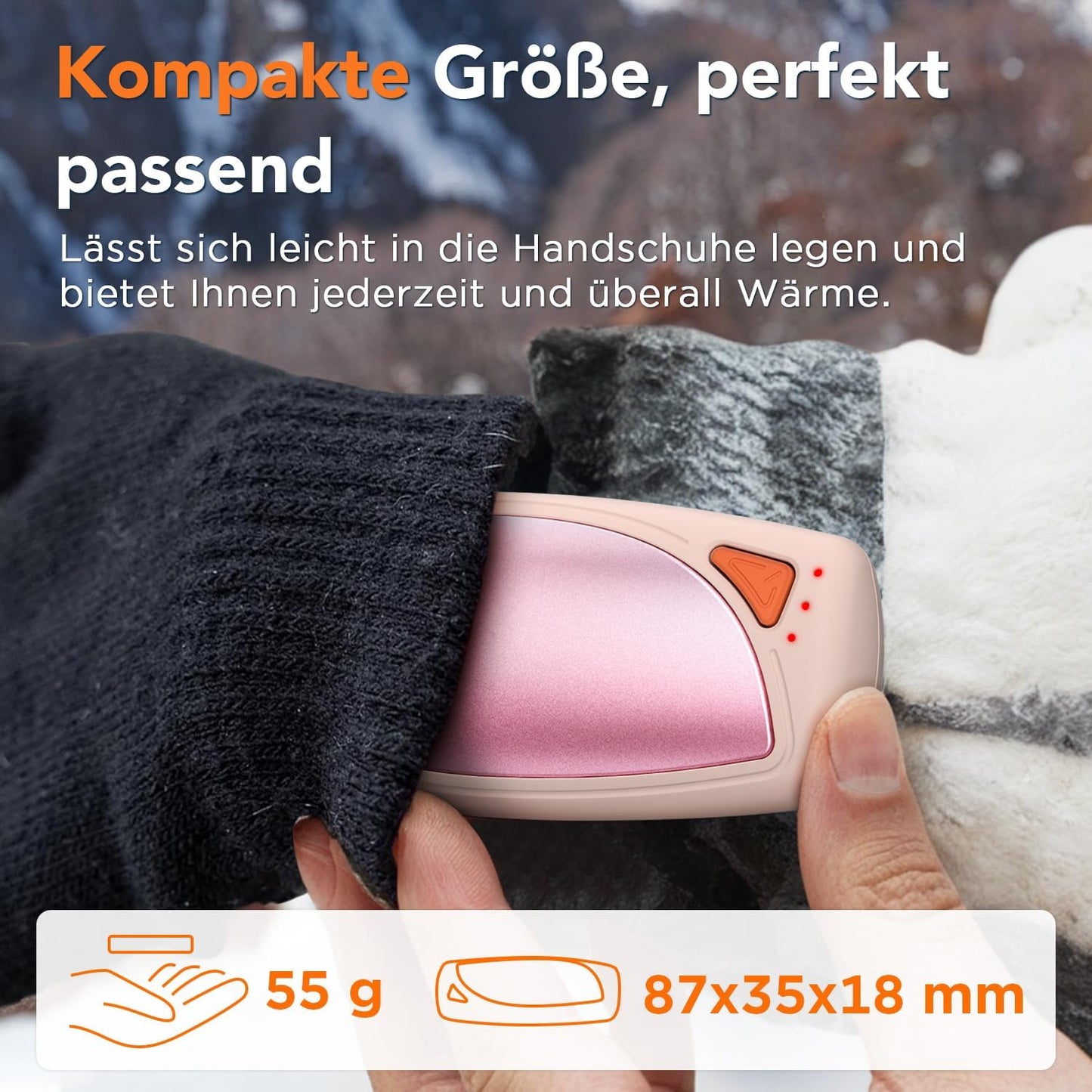 Elektrische Handwärmer mit Ladecase, Rosa