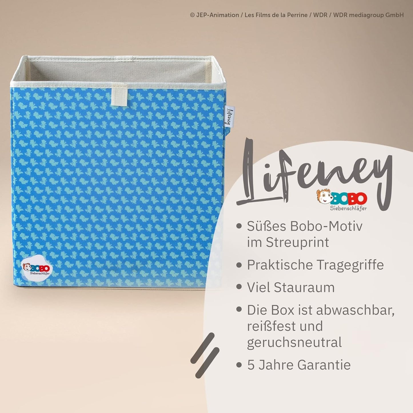 Aufbewahrungsbox Bobo Siebenschläfer (33 x 33 x 33 cm), Blau