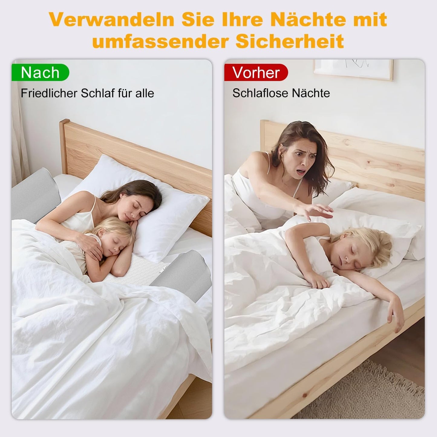 Aufblasbarer Rausfallschutz für Kinderbett (2er Set), 130cm -2er Set