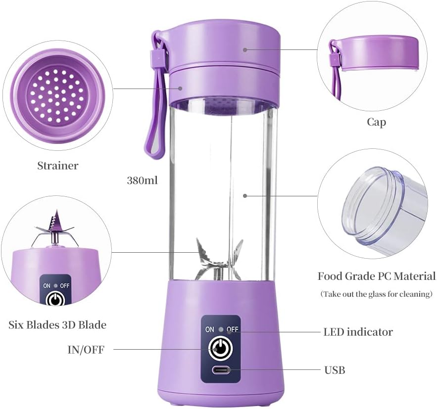 Tragbarer USB-Smoothie-Mixer, Helles Lila