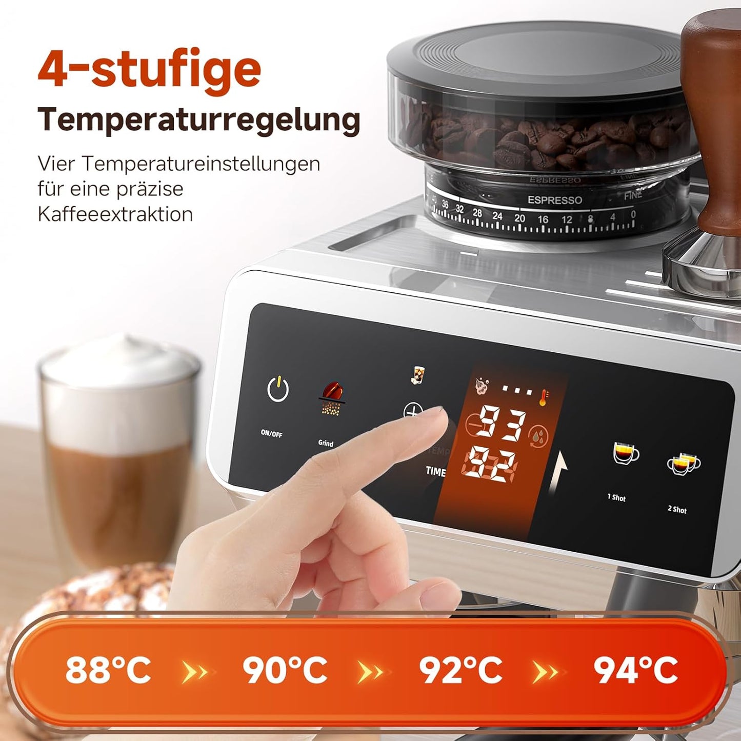 Siebträgermaschine mit Cold-Brew-Funktion, 1.8L Silver