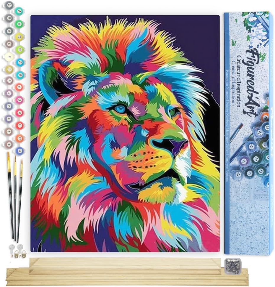 Malen nach Zahlen Set Löwe Pop Art, Löwe Pop Art 2 40x50cm Mit Keilrahmen (nicht gespannt)