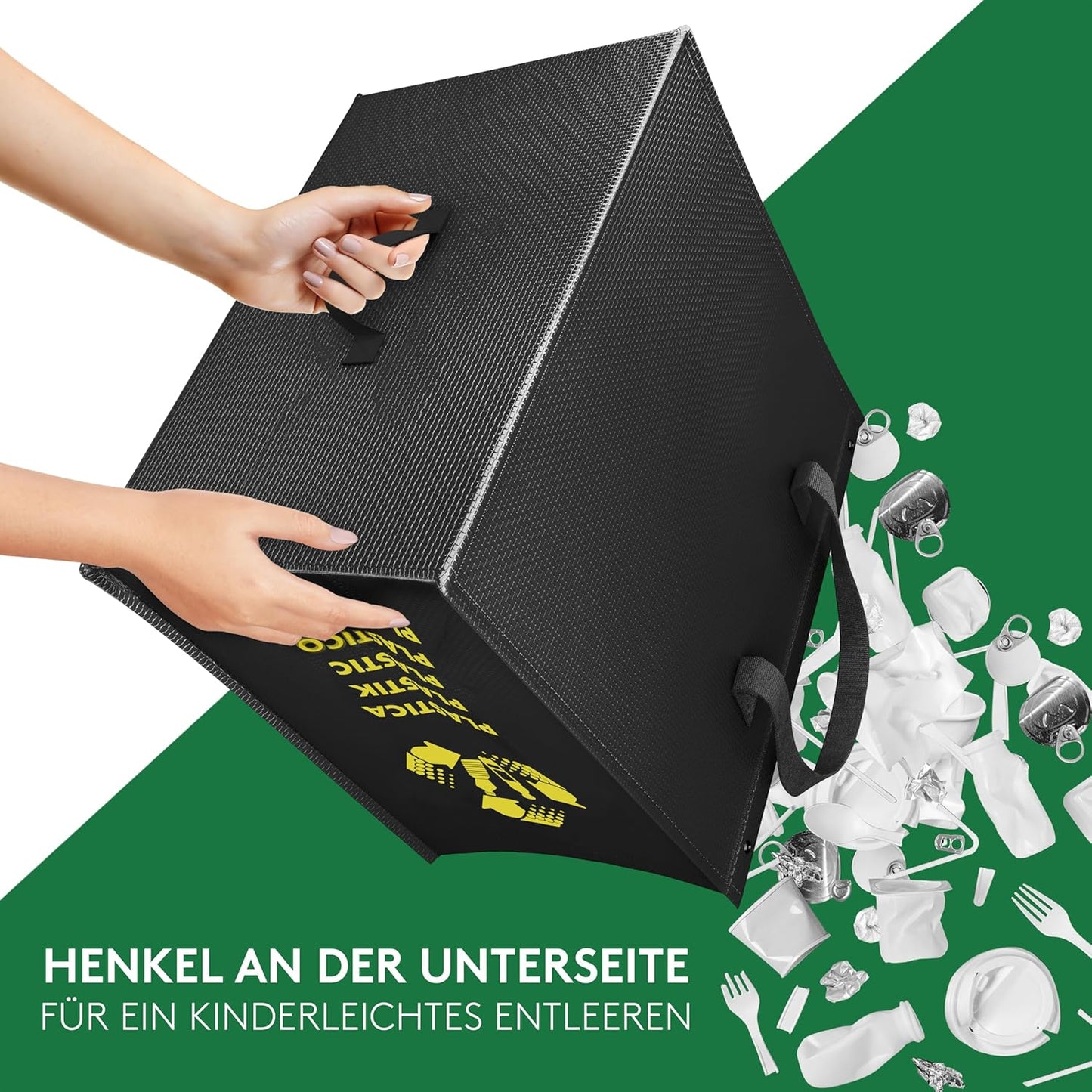 Faltbares Mülleimer-Set, XL Maxi Black Edition