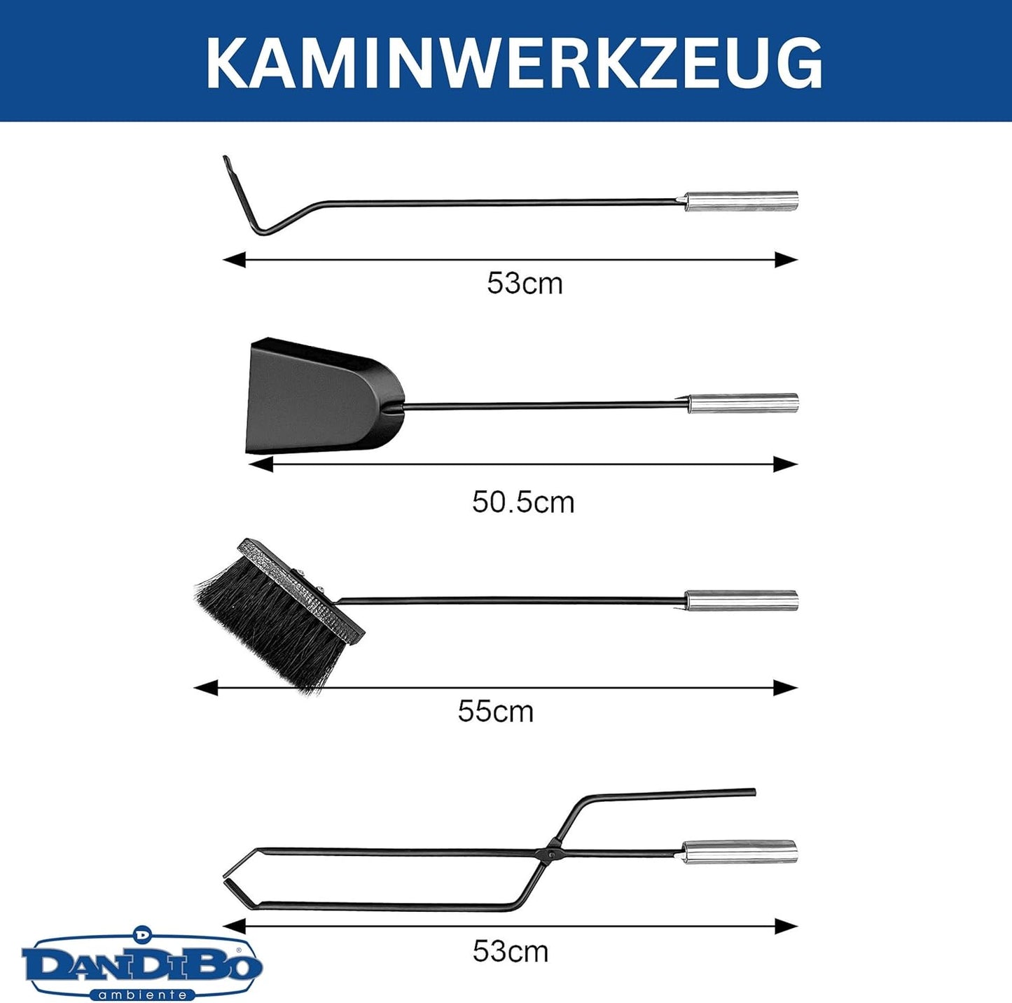5-teiliges Kaminbesteck-Set