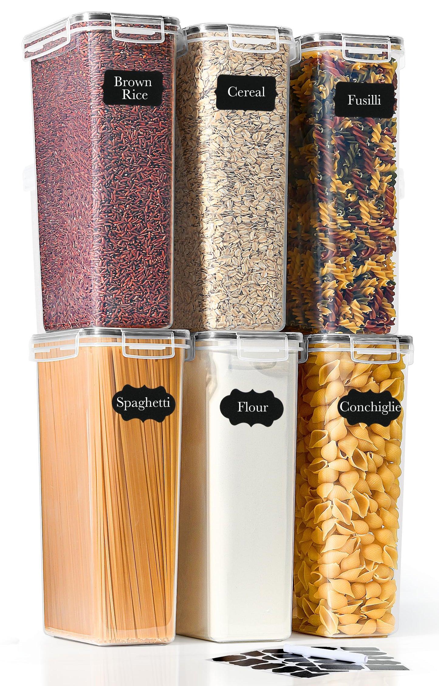 6er-Set Vorratsdosen für Spaghetti & mehr, Schwarz 2.8LX6 Stück