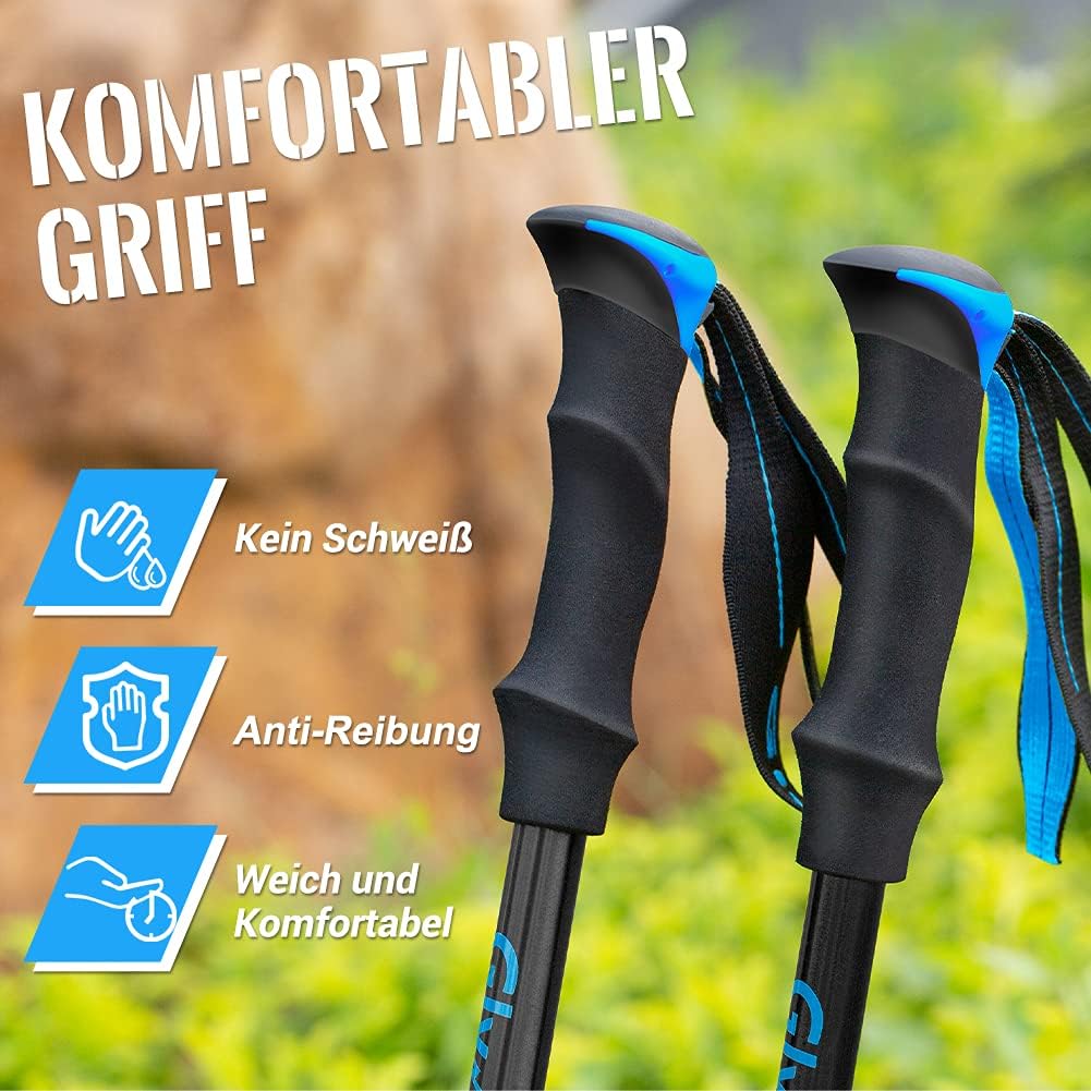 Faltbare und verstellbare Trekkingstöcke, Blau 110-130cm