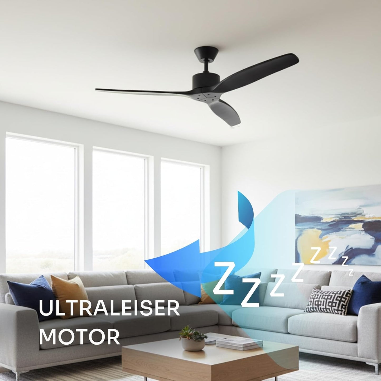 Deckenventilator mit Fernbedienung, Schwarz Ohne Licht