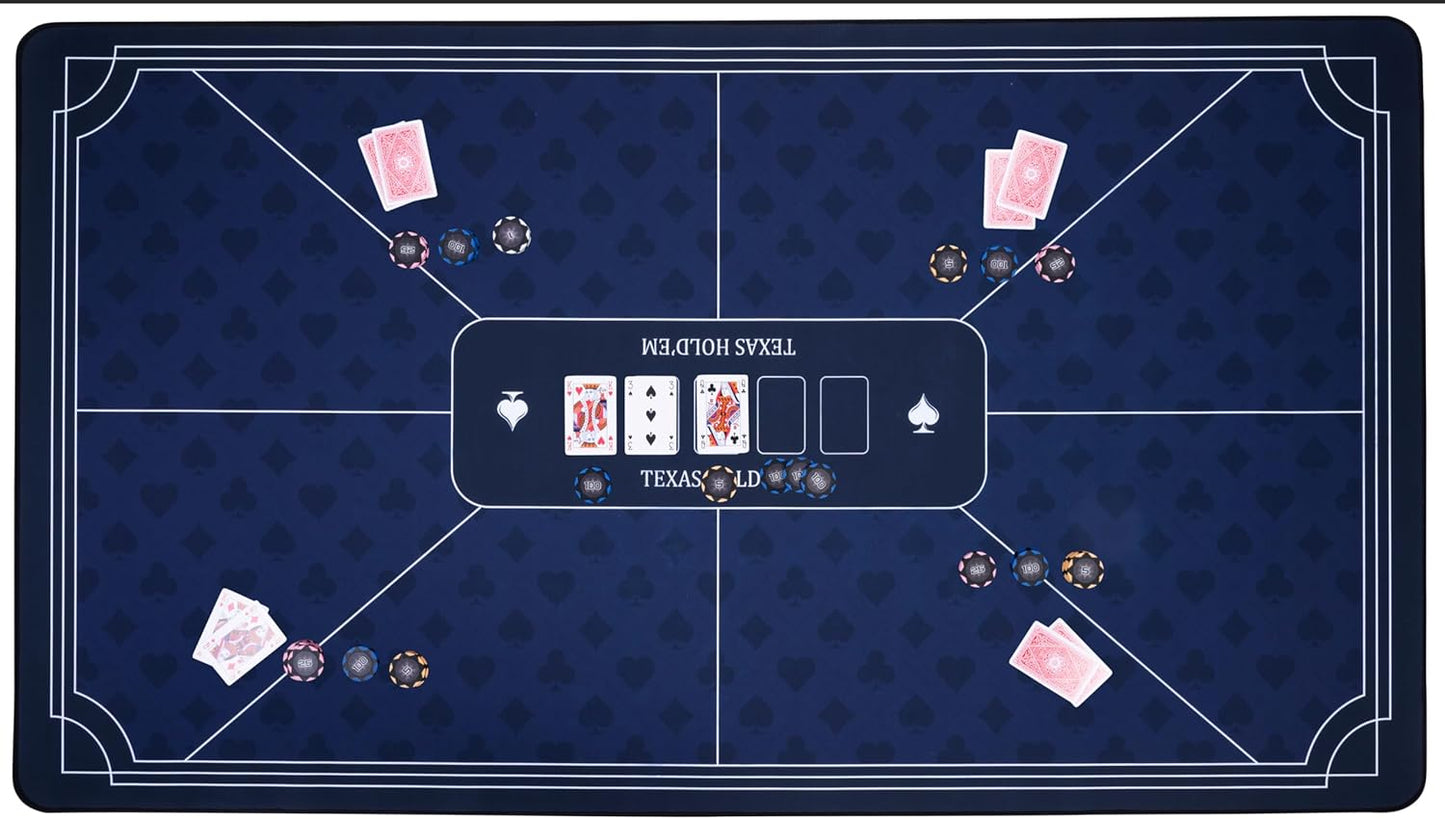 Pokermatte mit rutschfester Spielfläche, Blau 140x80cm