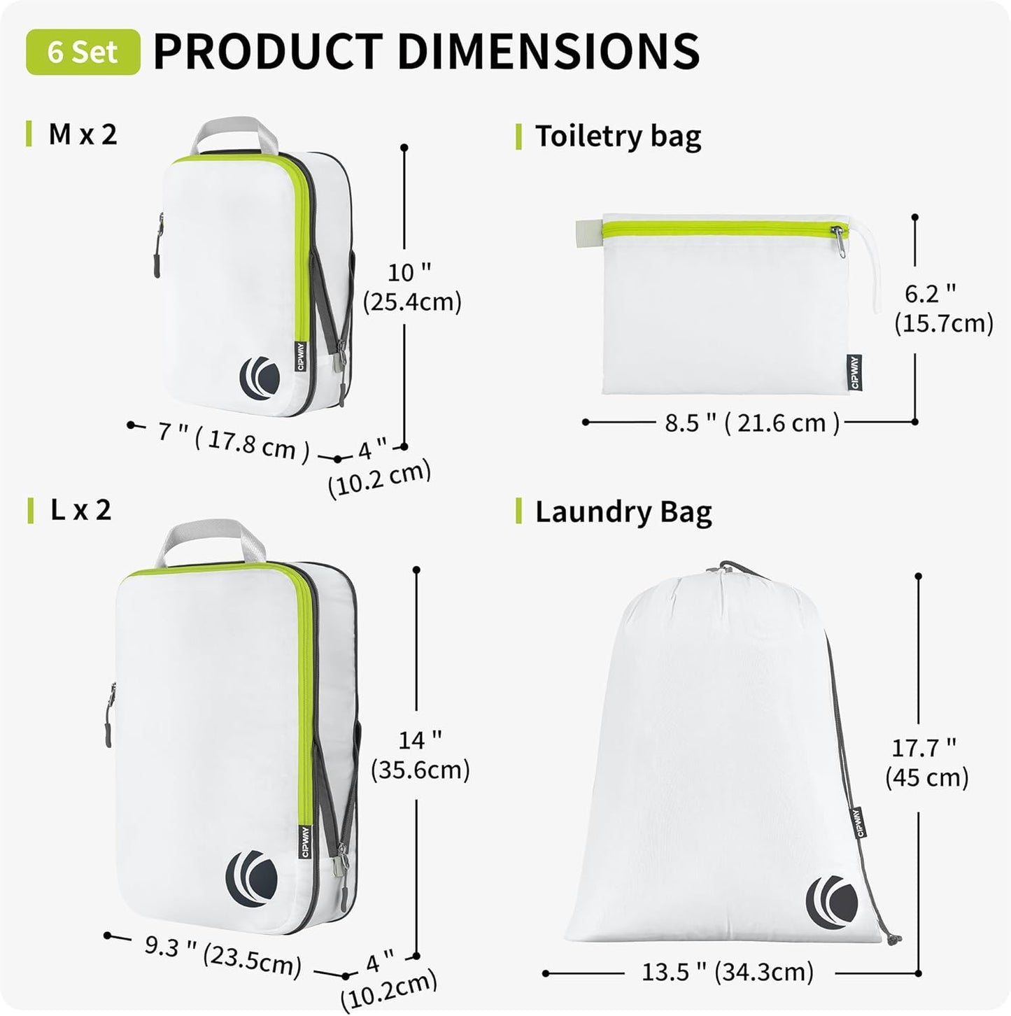 6er-Set Kompressions-Packwürfel, 6PCS White